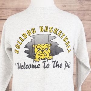 VINTAGE BULLDOG BASKETBALL PURE DAWG USA MADE RUSSELL ATHLETIC SWEATSHIRT SZ M